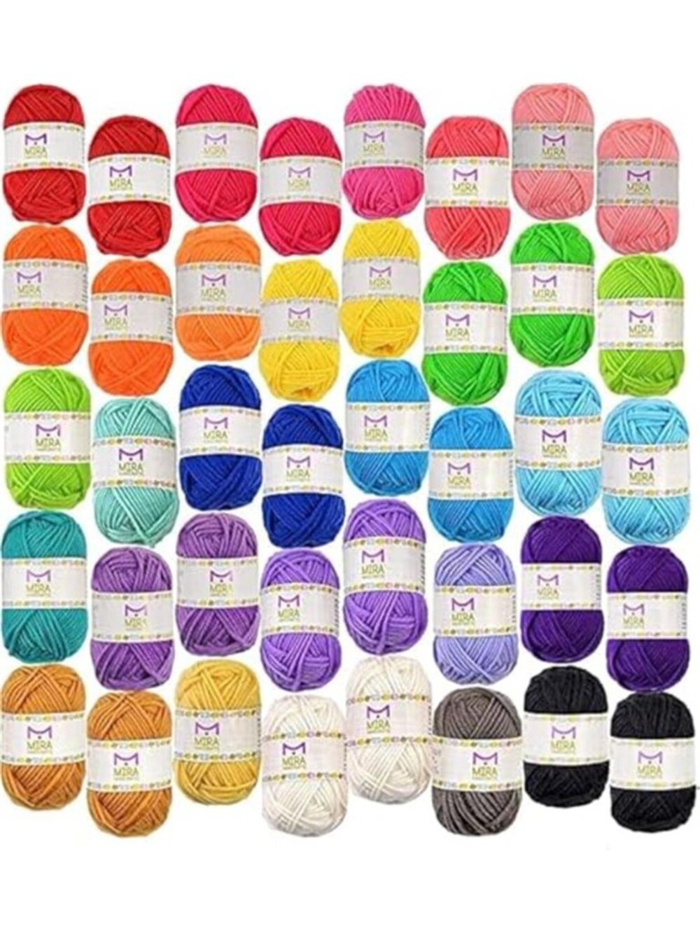 Acrylic Yarn Bundle 40 Skeins Multicolor Crochet Knitting Craft Yarn Set